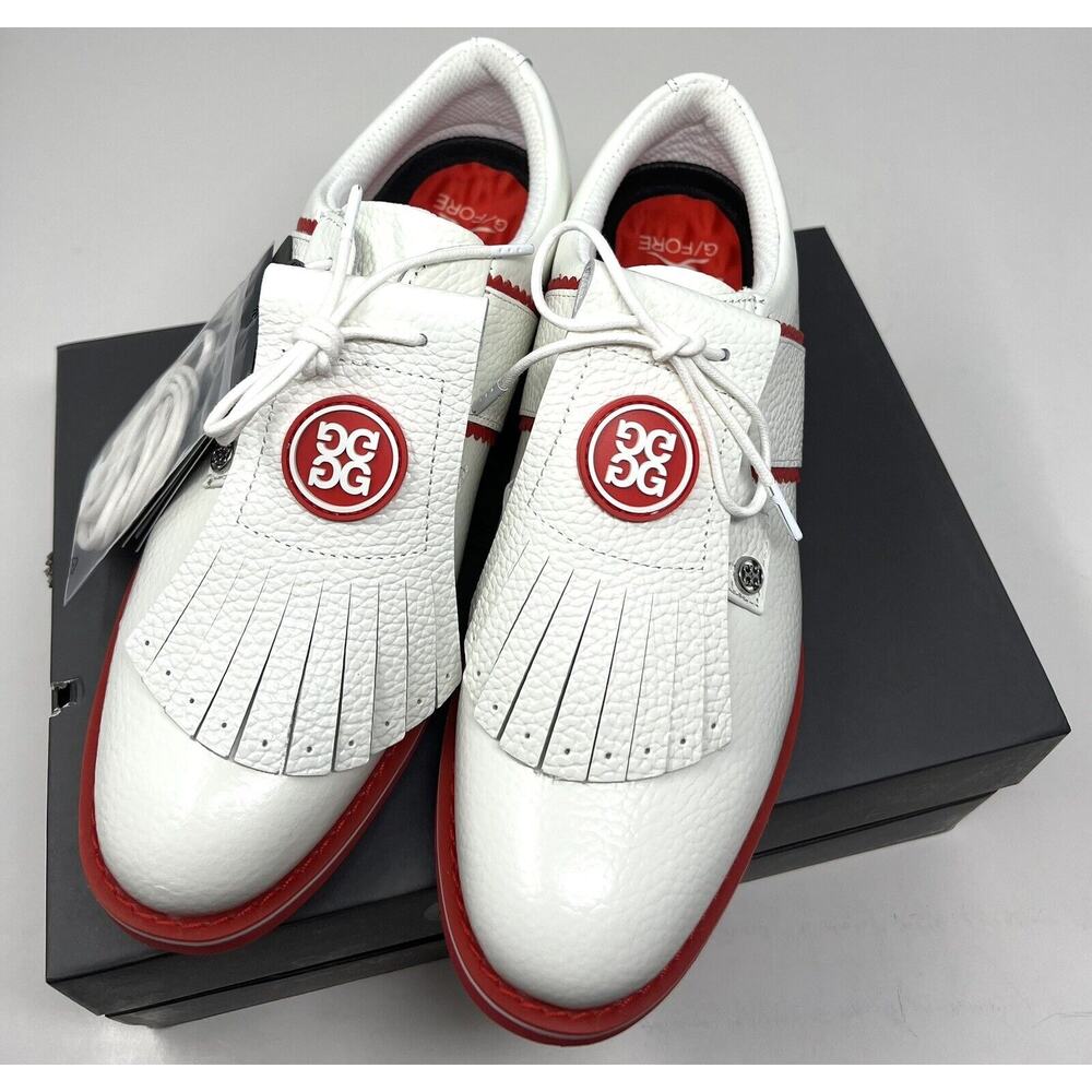 G/Fore G4 Kiltie Gallivanter Golf Shoes Womens Size 8.5 SNOW POPPY White Red - Picture 5 of 16